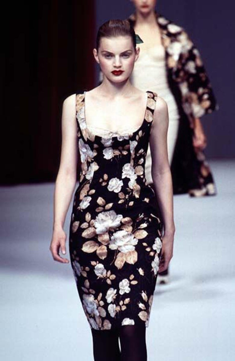 Dolce & Gabbana FW 1997 Embossed Mini Dress with Floral Print
