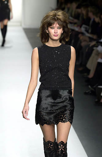 Oscar de la Renta FW 2000 Embellished Calf Hair Skirt