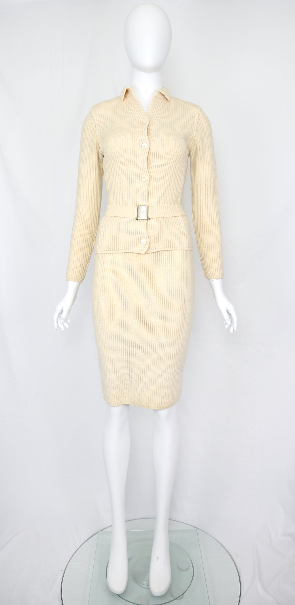 Prada 1990s Knit Skirt Set with Belt