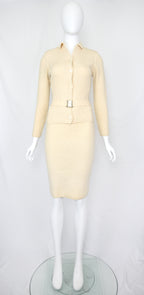 Prada 1990s Knit Skirt Set with Belt