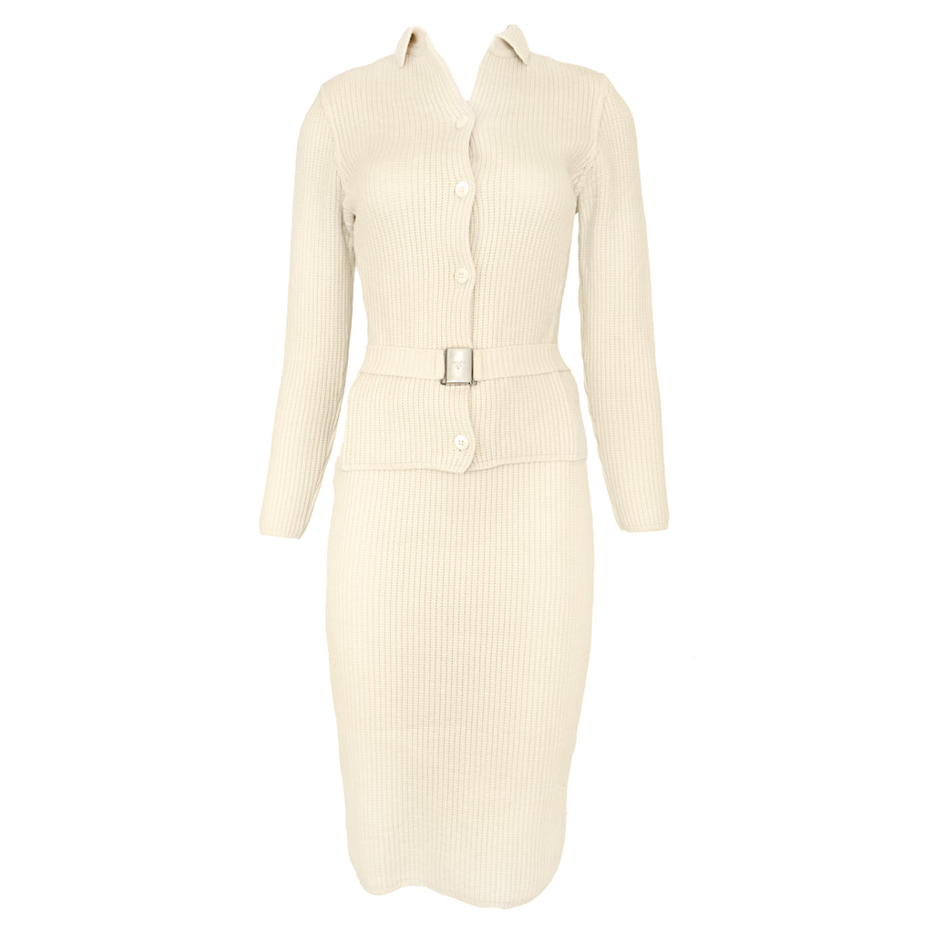 Prada 1990s Knit Skirt Set with Belt
