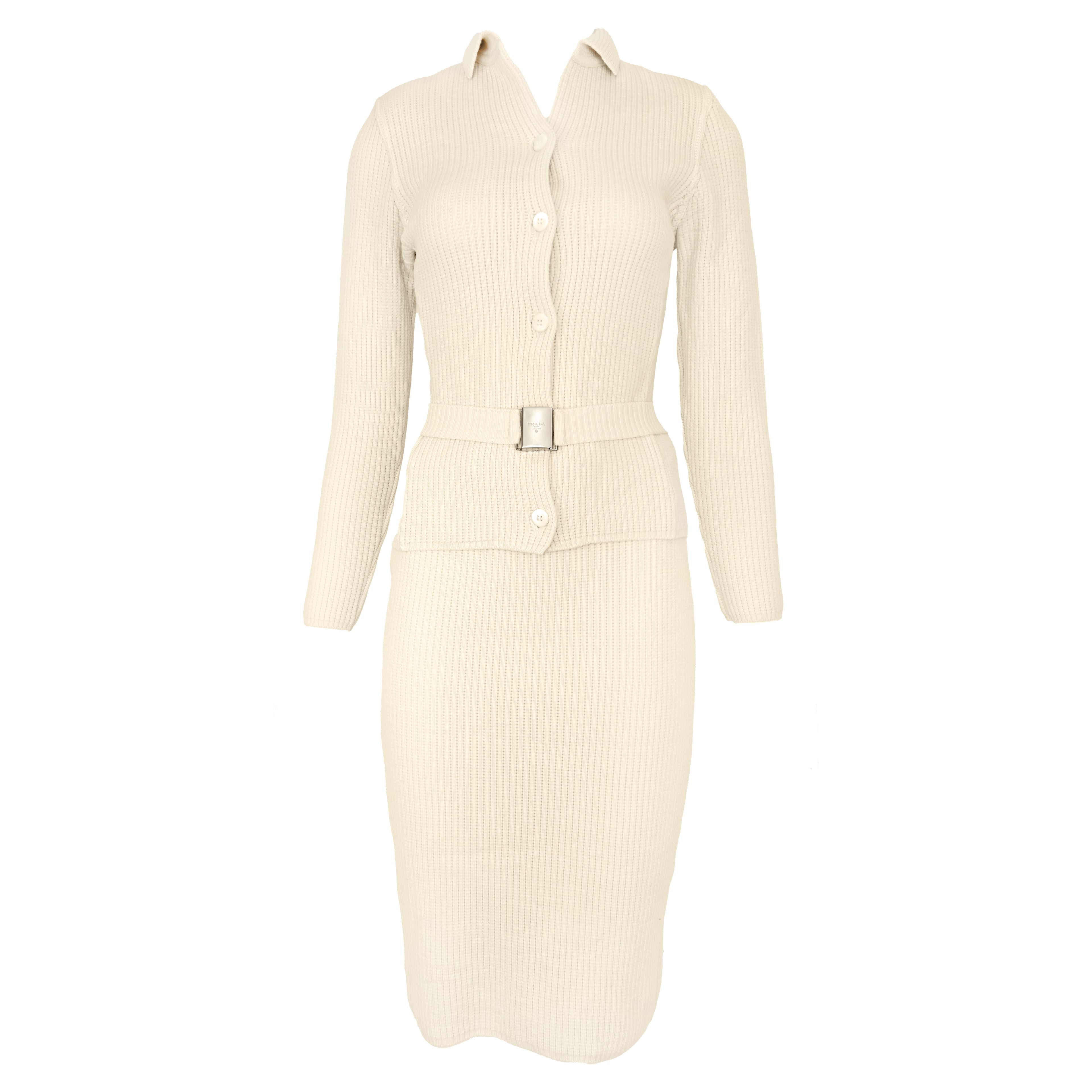 Prada 1990s Knit Skirt Set with Belt