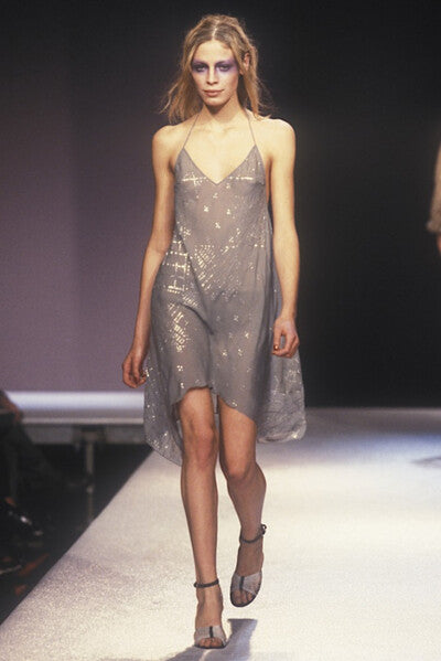 Martine Sitbon 1997 Chiffon Embellished Dress