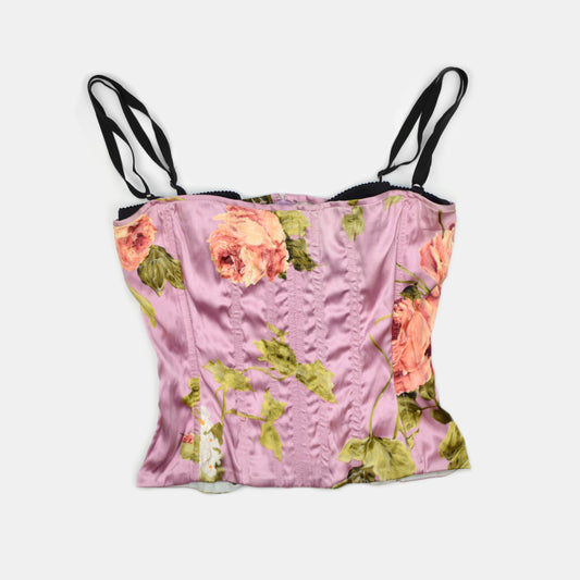 DOLCE & GABBANA FLORAL SILK BUSTIER