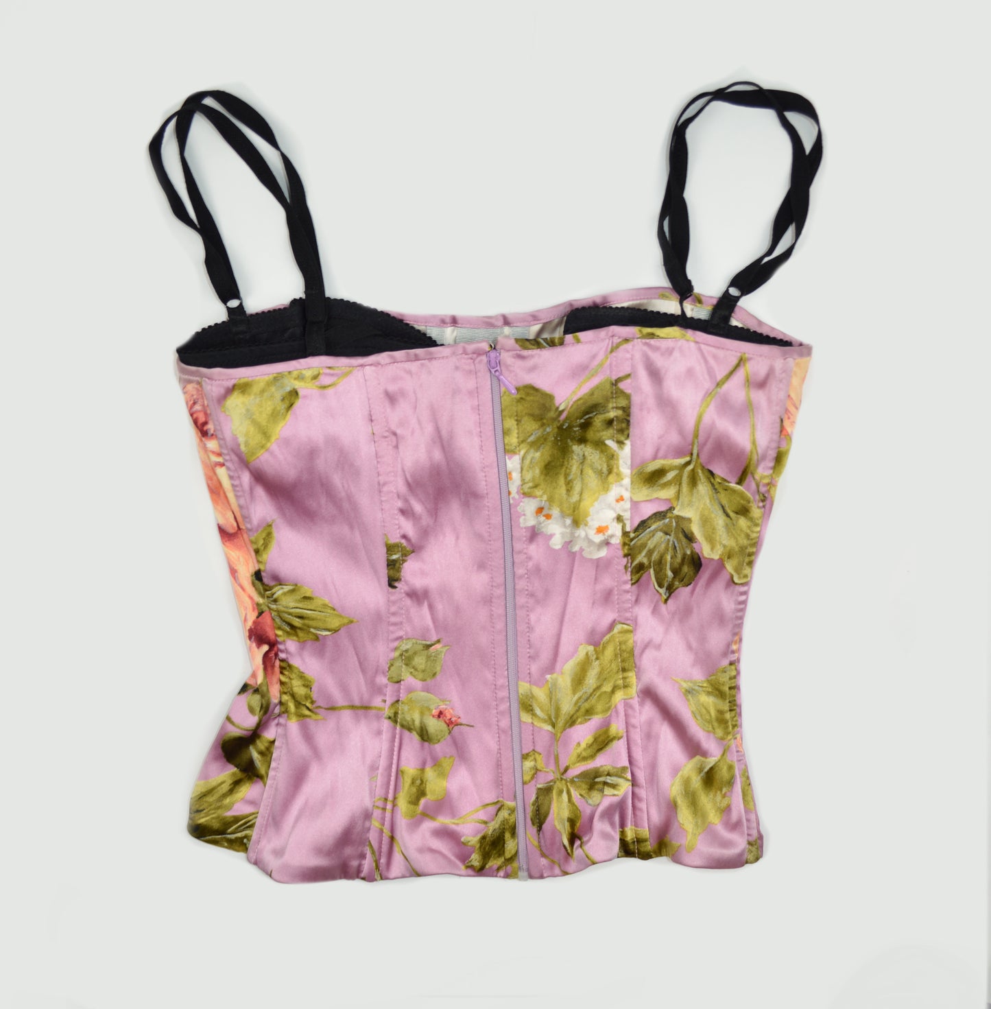 DOLCE & GABBANA FLORAL SILK BUSTIER