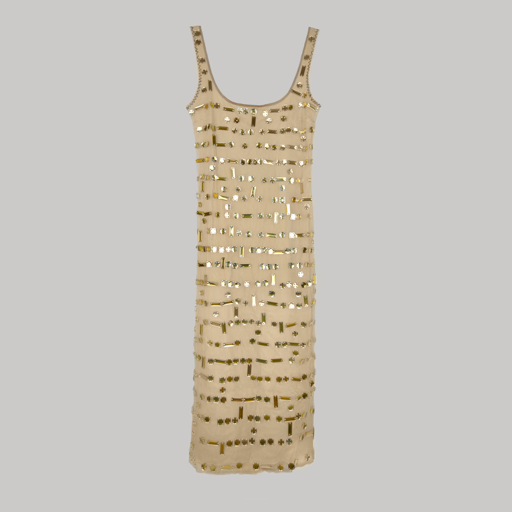 prada embroidered tulle dress Prada Embroidered Organza Dress, Women, White, Size 40
