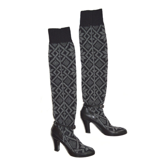 Veronique Branquinho FW 2006 Printed Knit Boots