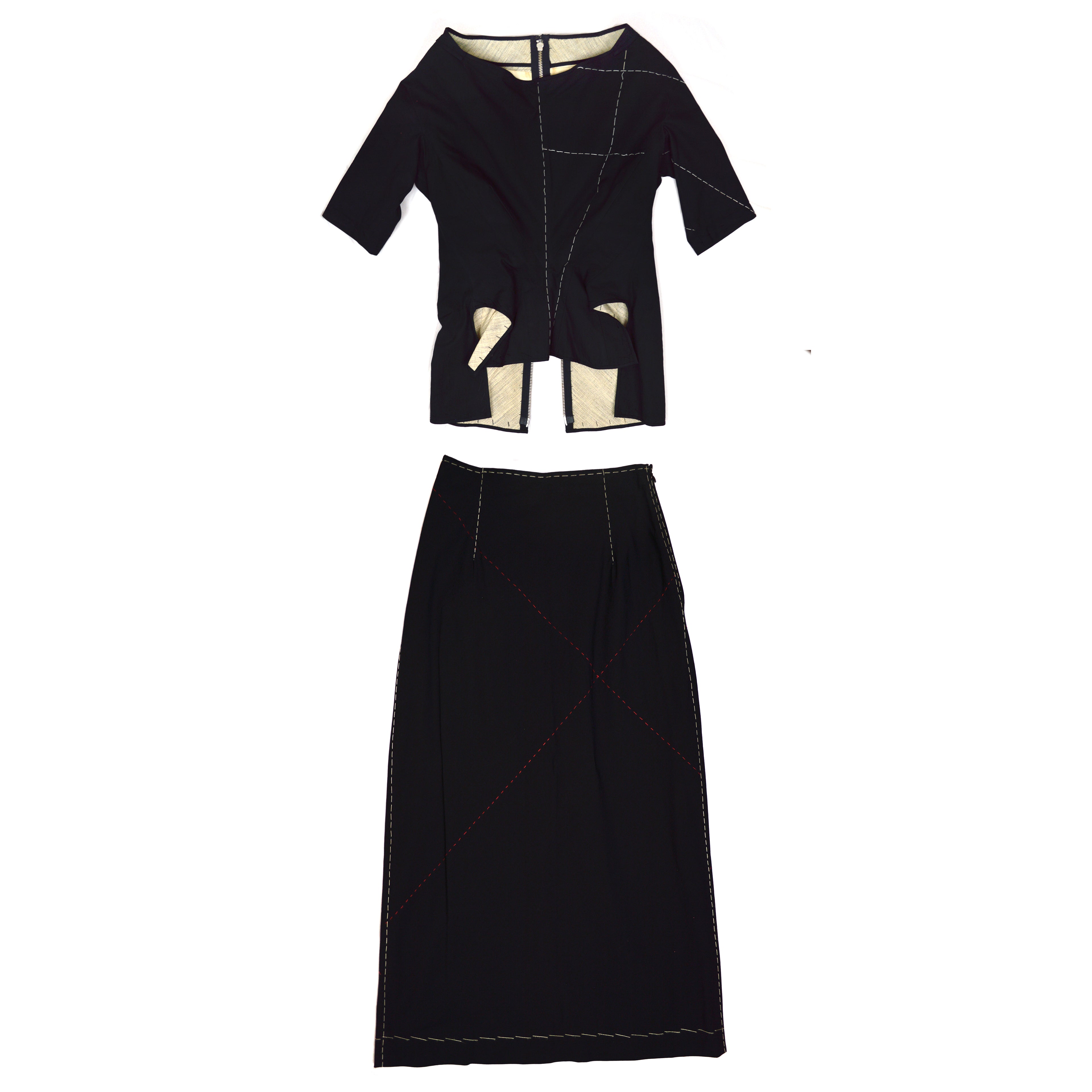 YOHJI YAMAMOTO SS 2000 Stitched Skirt Set