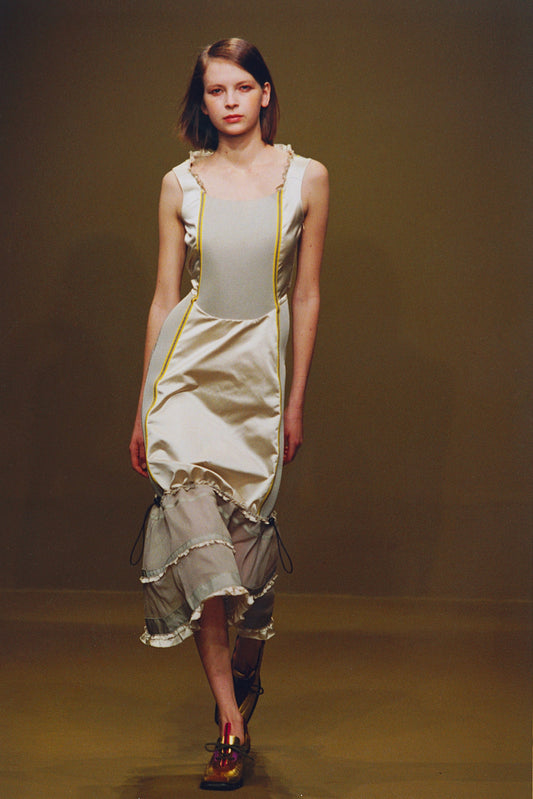 MIU MIU FW 1999 Silk Dress w Neoprene Tech Accents